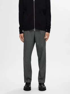 Selected miesten housut, REG TAPRED LEROY PLEAT Dark Grey Checks