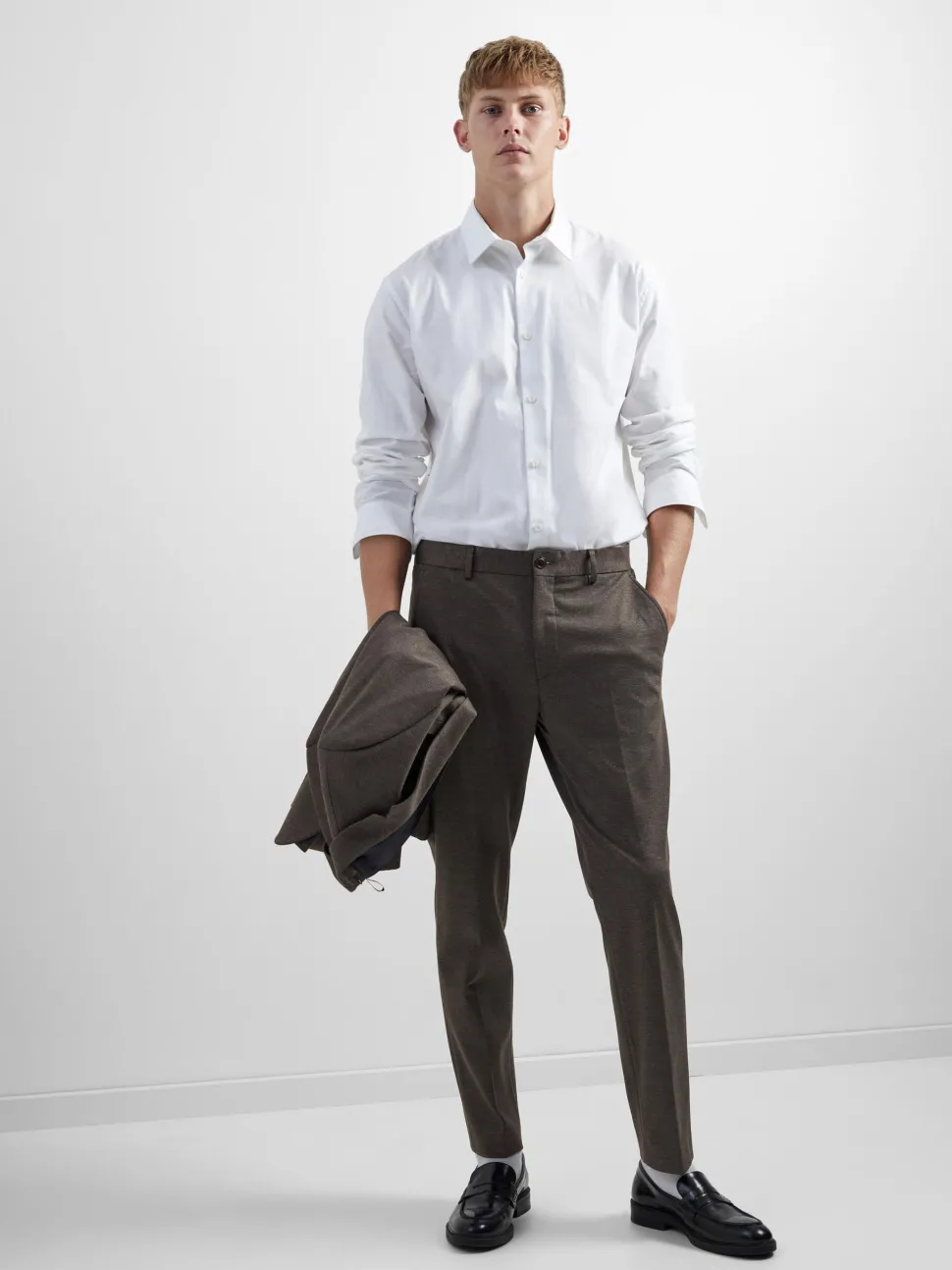 Selected Miesten Housut SLIM AITOR TROUSER NOS Ruskea Kuosi