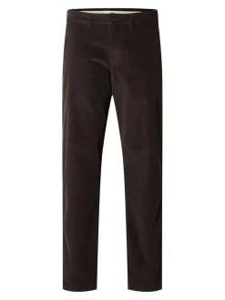 Selected Miesten Housut, STRAIGHT MILES CORD PANT NOS Tummanruskea