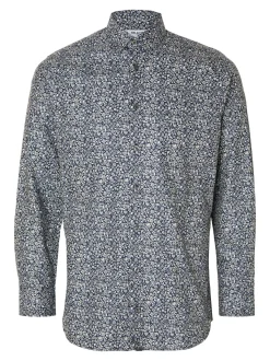 Selected Miesten Kauluspaita Ethan Aop Shirt Nos Sininen Kuosi