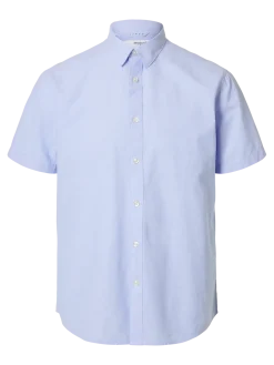 Selected Miesten Kauluspaita NEW LINEN SHIRT Sininen