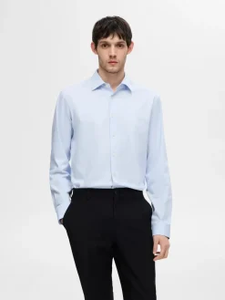 Selected Miesten Kauluspaita, SLIM PERFORMANCE SHIRT NOS Light Blue