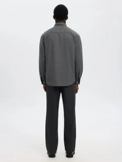 Selected miesten kauluspaita, REG NOAH BRUSHED TWIST SHIRT Gray Flannel Twisted Blac