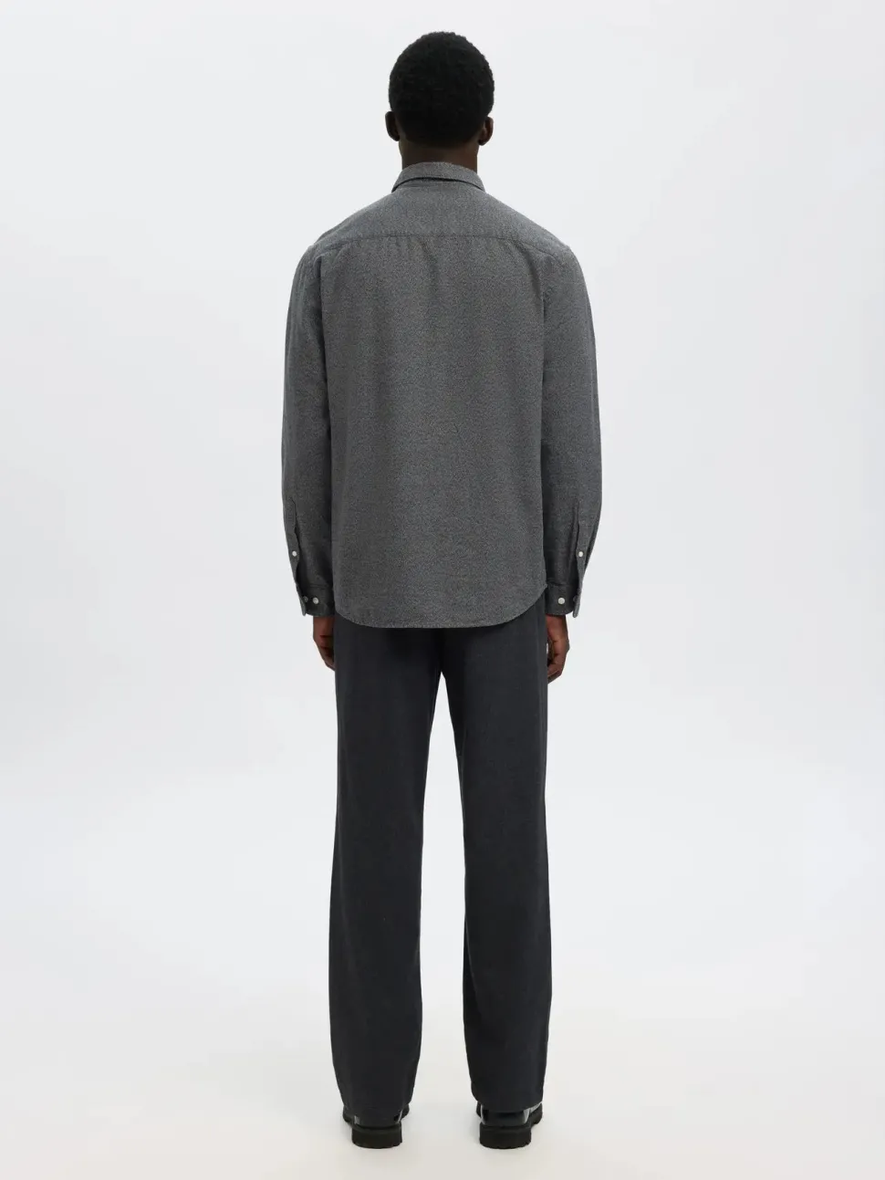 Selected miesten kauluspaita, REG NOAH BRUSHED TWIST SHIRT Gray Flannel Twisted Blac