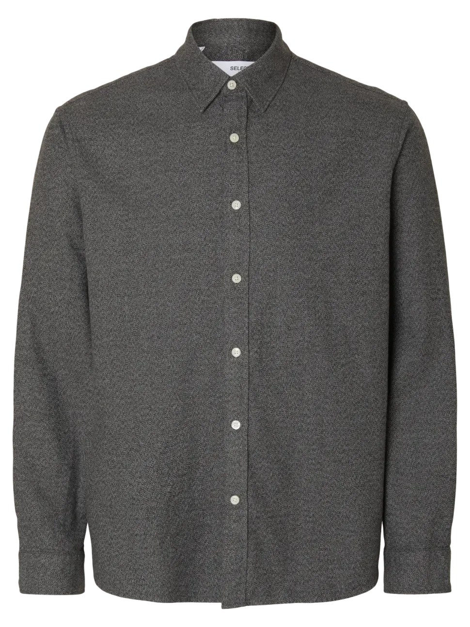 Selected miesten kauluspaita, REG NOAH BRUSHED TWIST SHIRT Gray Flannel Twisted Blac