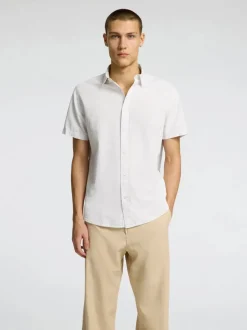 Selected Miesten Kauluspaita NEW LINEN SHIRT Valkoinen