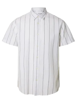 Selected Miesten Kauluspaita NEW LINEN SHIRT Valkoinen