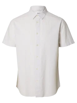Selected Miesten Kauluspaita NEW LINEN SHIRT Valkoinen