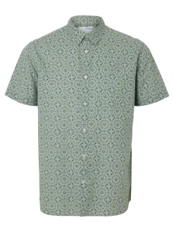 Selected Miesten Kauluspaita NEW LINEN SHIRT Vihreä