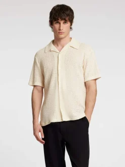 Selected miesten kauluspaita, RELAX BANE SS JERSEY SHIRT Luonnonvalkoinen
