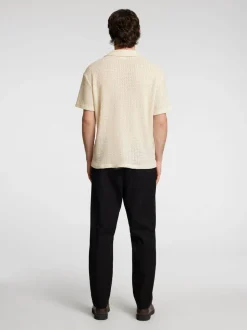 Selected miesten kauluspaita, RELAX BANE SS JERSEY SHIRT Luonnonvalkoinen