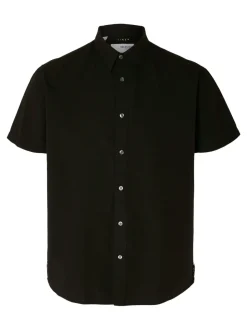 Selected Miesten Kauluspaita NEW LINEN SHIRT Musta