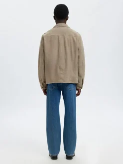 Selected miesten nahkatakki SLHTHOM SUEDE OVERSHIRT NOOS, Desert Taupe