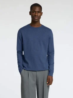 Selected miesten neule, BERG CREW NECK OCEANA Sininen