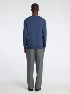 Selected miesten neule, BERG CREW NECK OCEANA Sininen