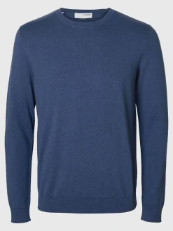 Selected miesten neule, BERG CREW NECK OCEANA Sininen