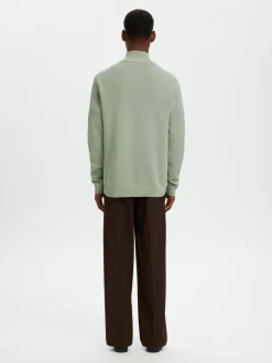 Selected Miesten Neulepusero DANE LS KNIT STRUCTURE HALF ZIP, Aqua Gray