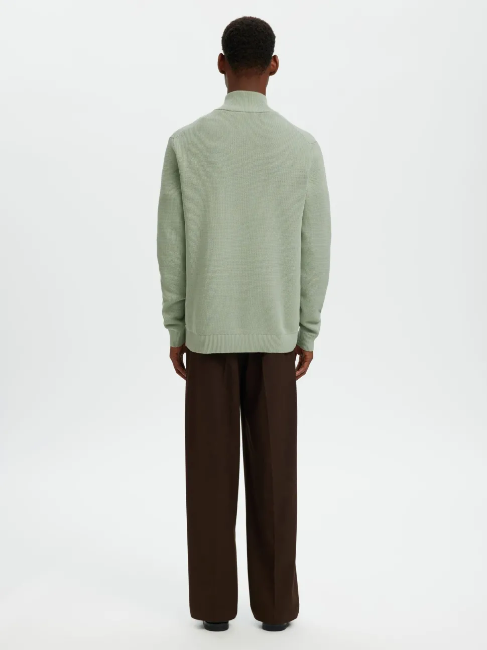 Selected Miesten Neulepusero DANE LS KNIT STRUCTURE HALF ZIP, Aqua Gray