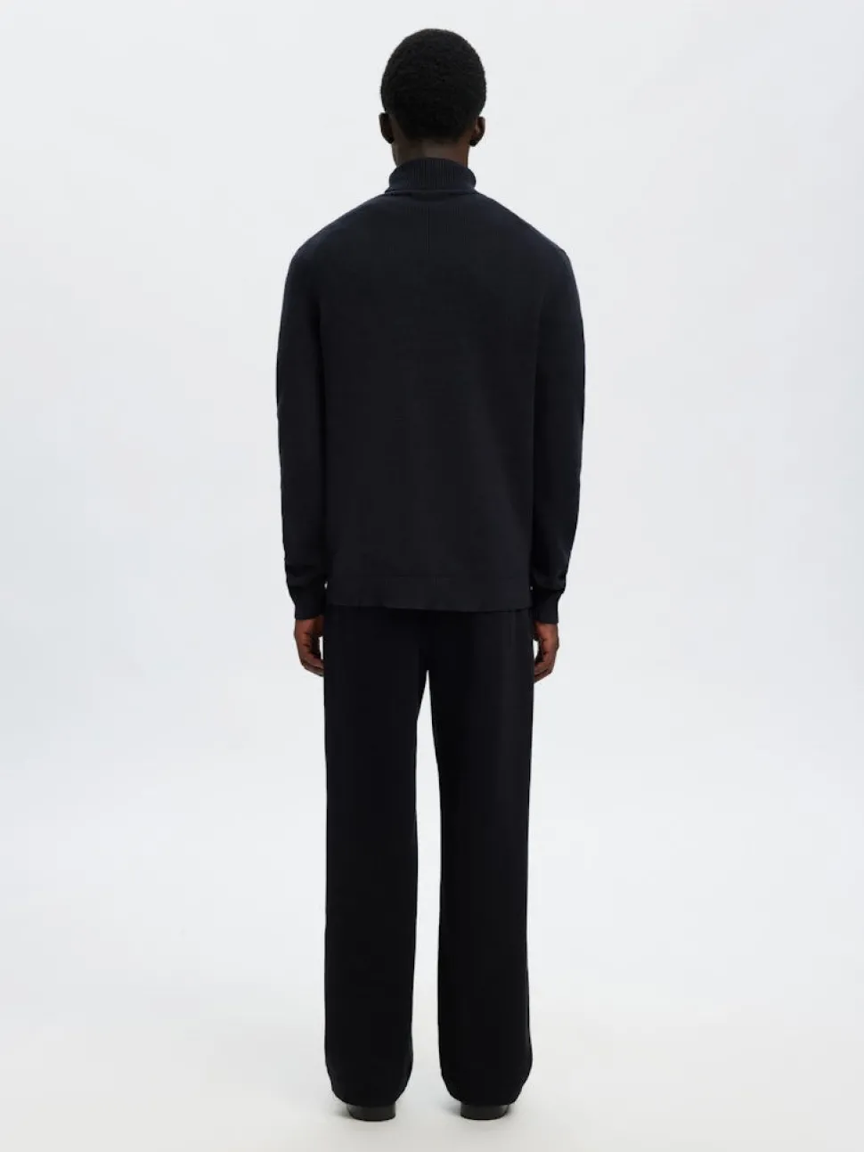 Selected miesten neulepusero K DANE LS KNIT STRUCTURE ROLLNECK NOS, navy