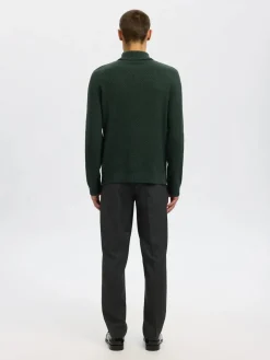 Selected miesten neulepusero, TREVOR LS KNIT STRUCTURE ROLL NECK Deep Forest