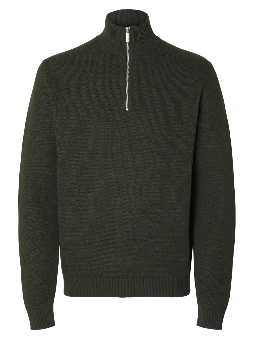 Selected Miesten Neulepusero, DANE LS KNIT STRUCTURE HALF ZIP Deep Forest