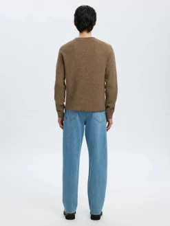 Selected Miesten Neulepusero, ROSS LS KNIT STRUCTURE NOS ORGANIC COTTO Demitasse Melange