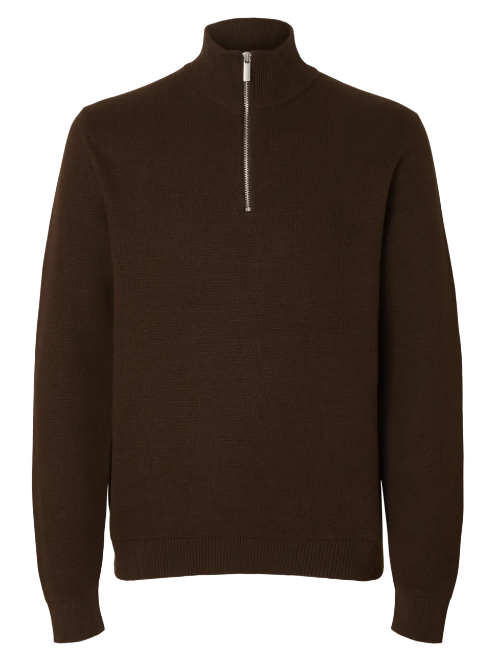 Selected miesten neulepusero SLHDANE LS KNIT STRUCTURE HALF ZIP NOOS, Demitasse
