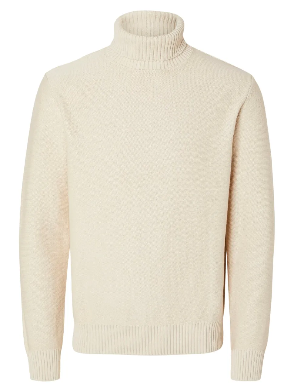 Selected Miesten Neulepusero, AXEL LS ROLL NECK NOS Luonnonvalkoinen