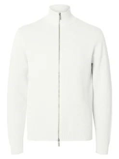 Selected Miesten Neuletakki, K DANE FULL ZIP Valkoinen