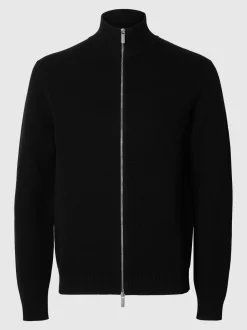 Selected Miesten Neuletakki, K DANE FULL ZIP Musta