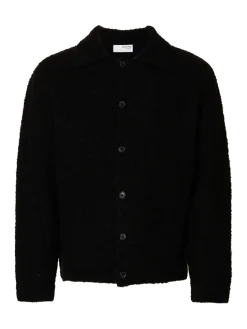 Selected miesten neuletakki, LLOYD LS KNIT BOUCLE Black