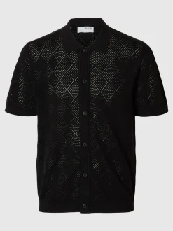 Selected miesten paita, ARCO SS KNIT STRUCTURE POLO Musta