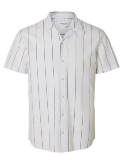 Selected Miesten Paita NEW LINEN SHIRT RESORT Raidallinen Sininen