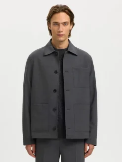 Selected miesten paitatakki SLHRELAX-MAGS HYBRID OVERSHIRT BLAZER EX, Asphalt