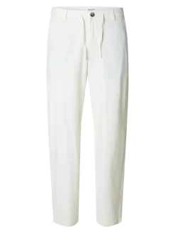 Selected miesten pellavasekoitehousut, K LOOSE BRODY LINEN PANT Valkoinen