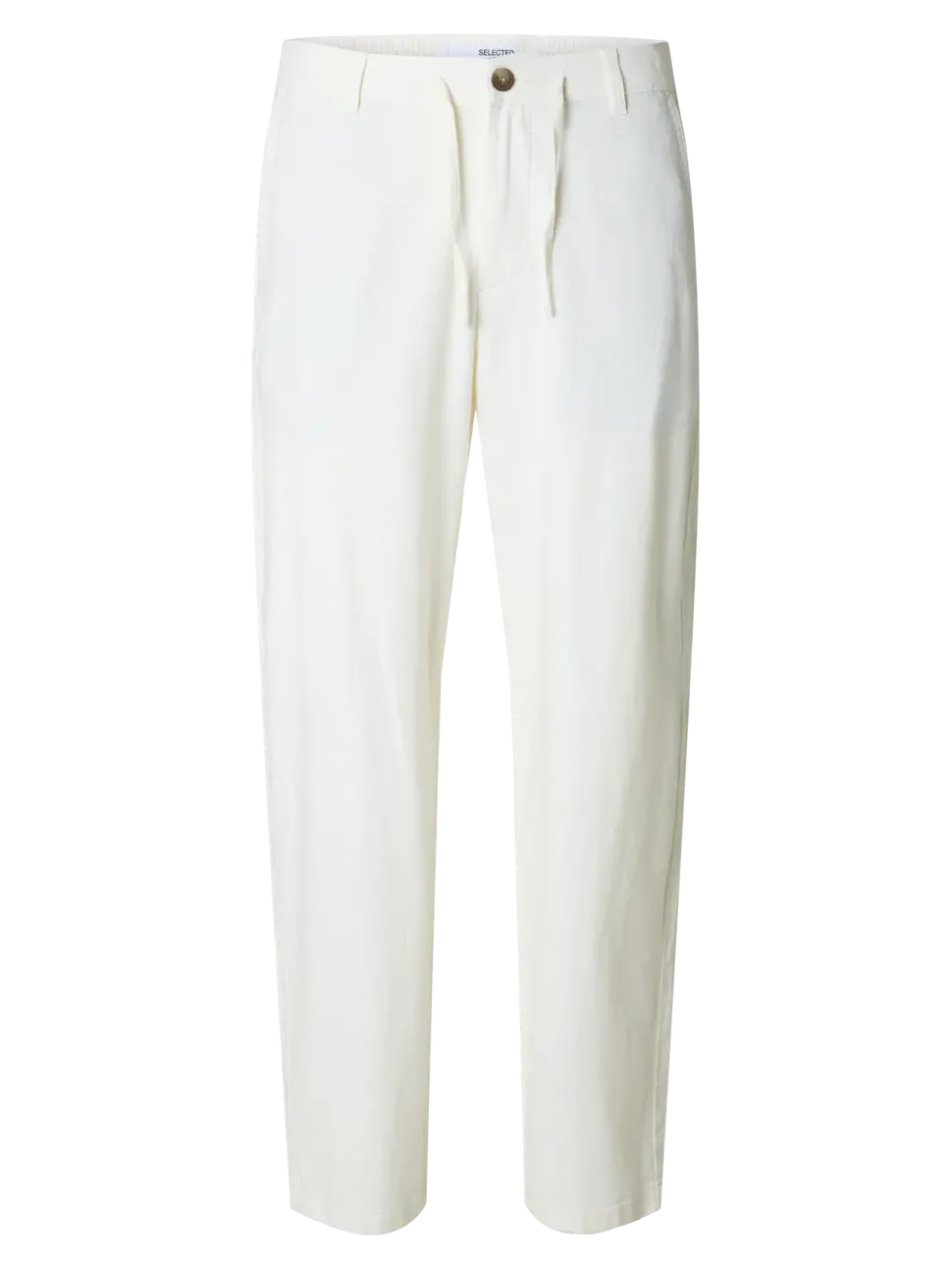 Selected miesten pellavasekoitehousut, K LOOSE BRODY LINEN PANT Valkoinen