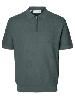 Selected miesten pikeepaita, CRAN SS KNIT STRUCTURE Balsam Green