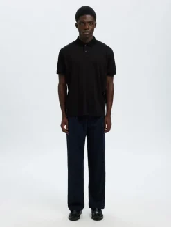 Selected miesten pikeepaita SLHFAVE Button SS Polo, musta