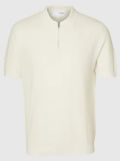 Selected miesten pikeepaita, CRAN SS KNIT STRUCTURE Valkoinen