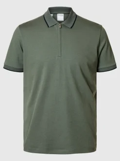 Selected miesten pikeepaita, FAVE SPORT ZIP SS POLO Khaki