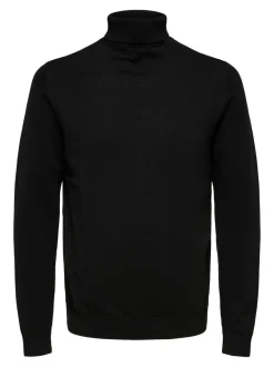 Selected Miesten Pooloneule Berg Roll Neck, Musta