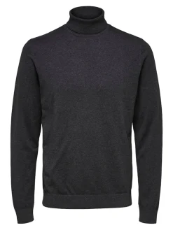 Selected miesten pooloneule Berg Roll Neck Noos, Antracit Melange
