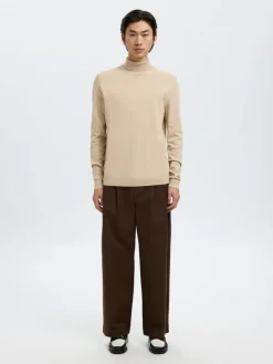 Selected, Miesten Pooloneule, Berg Roll Neck Oatmeal Melange