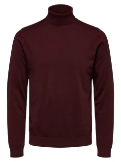 Selected, Miesten Pooloneule, Berg Roll Neck Viininpunainen