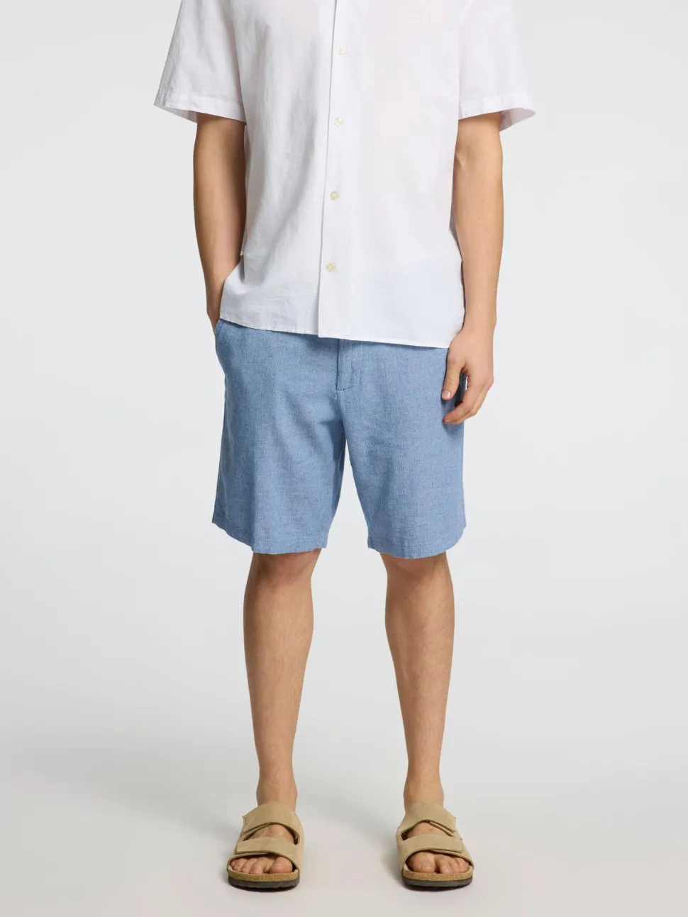Selected miesten shortsit, COMFORT BRODY LINEN SHORTS Sininen