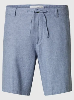 Selected miesten shortsit, COMFORT BRODY LINEN SHORTS Sininen