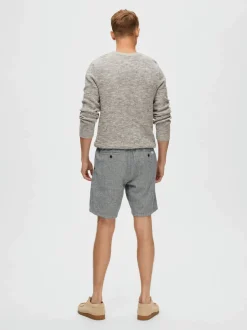 Selected Miesten Shortsit, COMFORT BRODY LINEN SHORTS Sininen Kuosi
