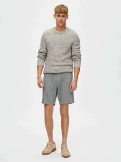 Selected Miesten Shortsit, COMFORT BRODY LINEN SHORTS Sininen Kuosi