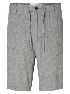Selected Miesten Shortsit, COMFORT BRODY LINEN SHORTS Sininen Kuosi
