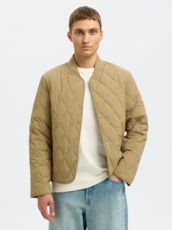 Selected miesten tikkitakki, ERIK QUILTED JACKET Beige